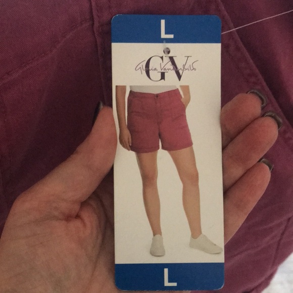 NWT GV Gloria Vanderbilt Women's Utility Shorts Large Pink - Picture 3 of 8